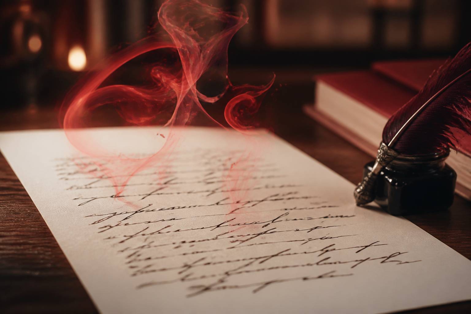 Page manuscrite sans texte avec plume et encrier
