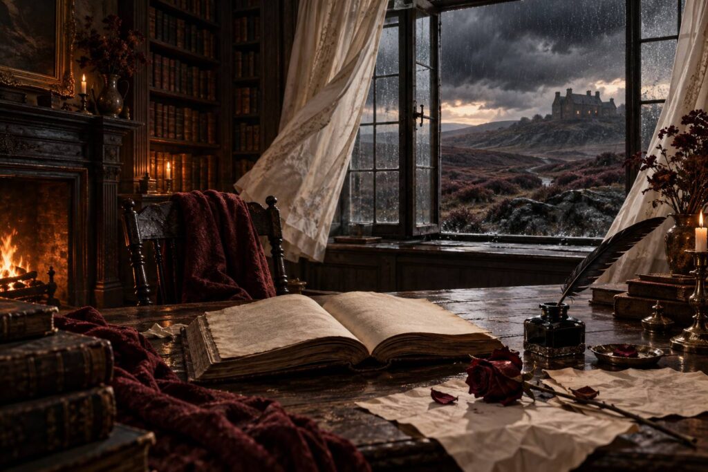 Illustration éditoriale du sujet : “Cime tempestose”: le frasi più suggestive tratte dall'indimenticabile capolavoro di Emily Brontë