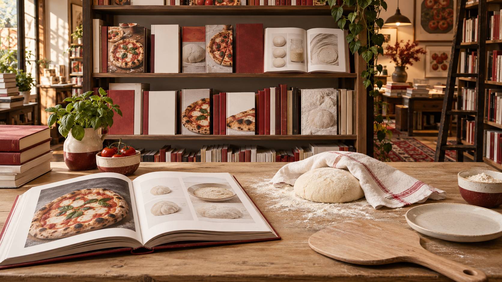 Illustration éditoriale du sujet : Libri di cucina sulla pizza: i titoli che insegnano davvero l'impasto