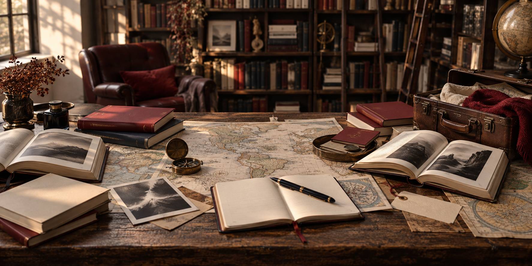 Illustration éditoriale du sujet : Libri di Viaggio: 26 Avventure Letterarie per Scoprire il Mondo Senza Muoversi