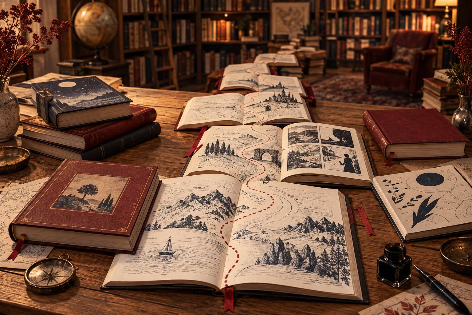 Illustration éditoriale du sujet : Libri e Libri: Un Viaggio tra le Pagine della Cultura